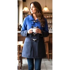 Peuterey Spring Jacket Blue Toggle Lightweight Italian Coat Womens 42 US 10/12